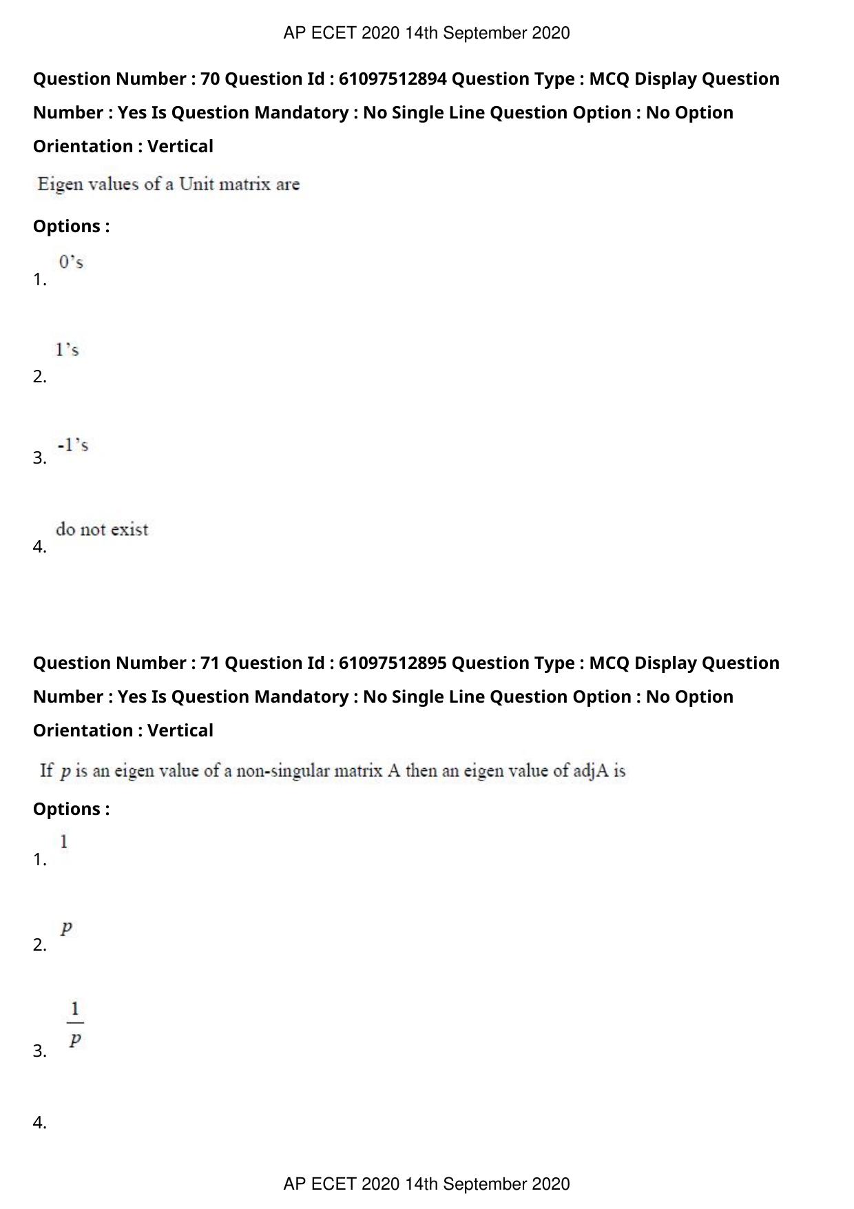 AP ECET 2020 - BSc Mathematics (Preview) Question Paper With Preliminary Keys - Page 37
