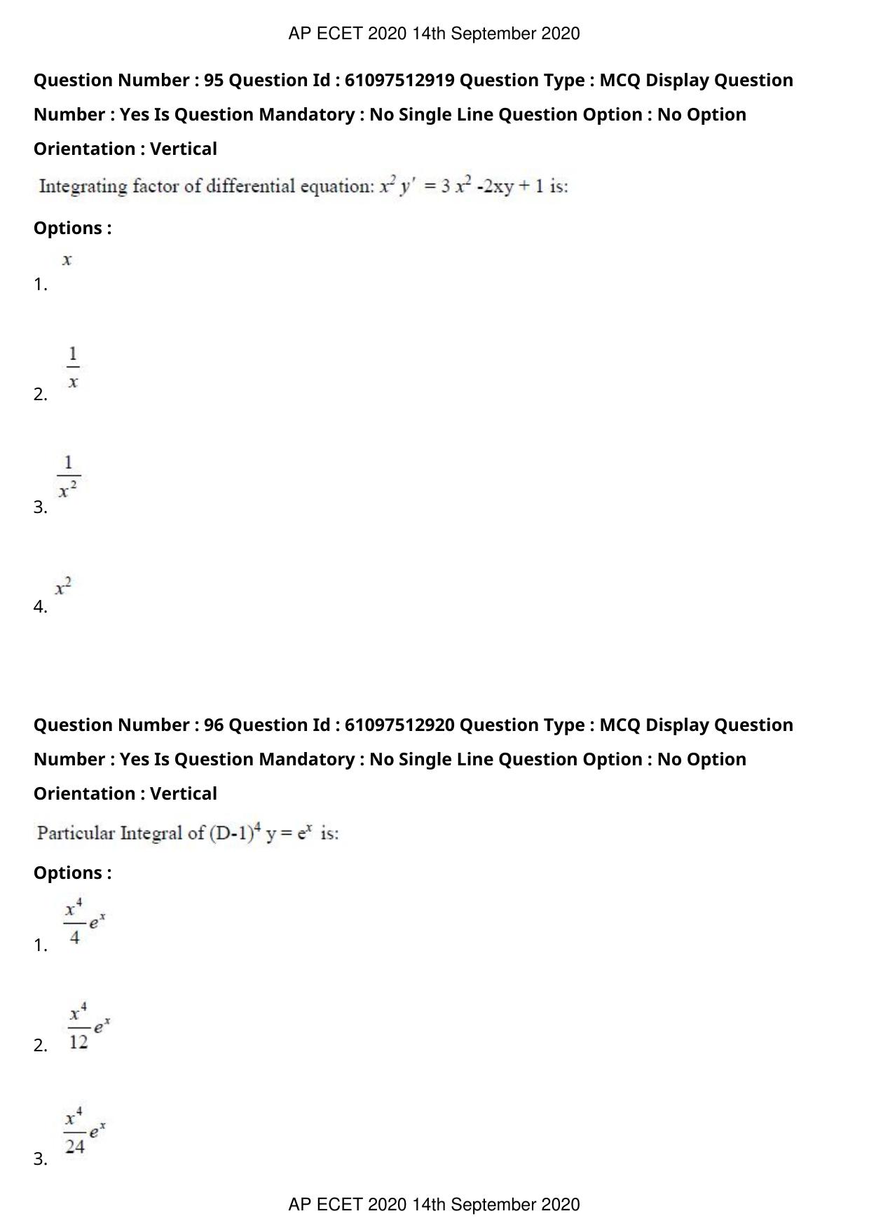 AP ECET 2020 - BSc Mathematics (Preview) Question Paper With Preliminary Keys - Page 50