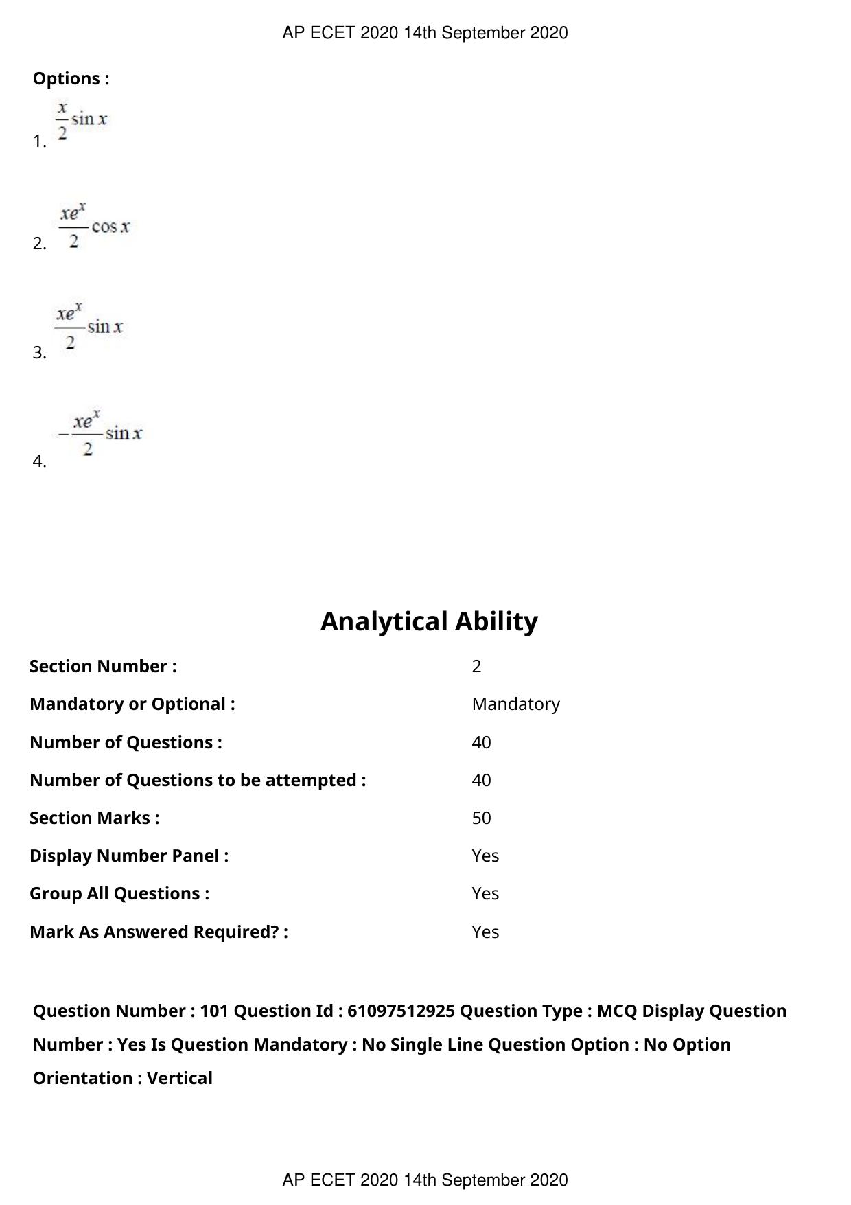 AP ECET 2020 - BSc Mathematics (Preview) Question Paper With Preliminary Keys - Page 53