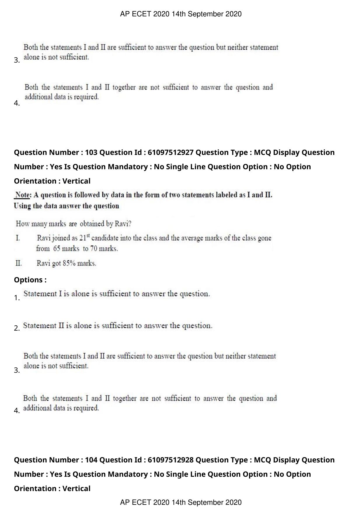 AP ECET 2020 - BSc Mathematics (Preview) Question Paper With Preliminary Keys - Page 55