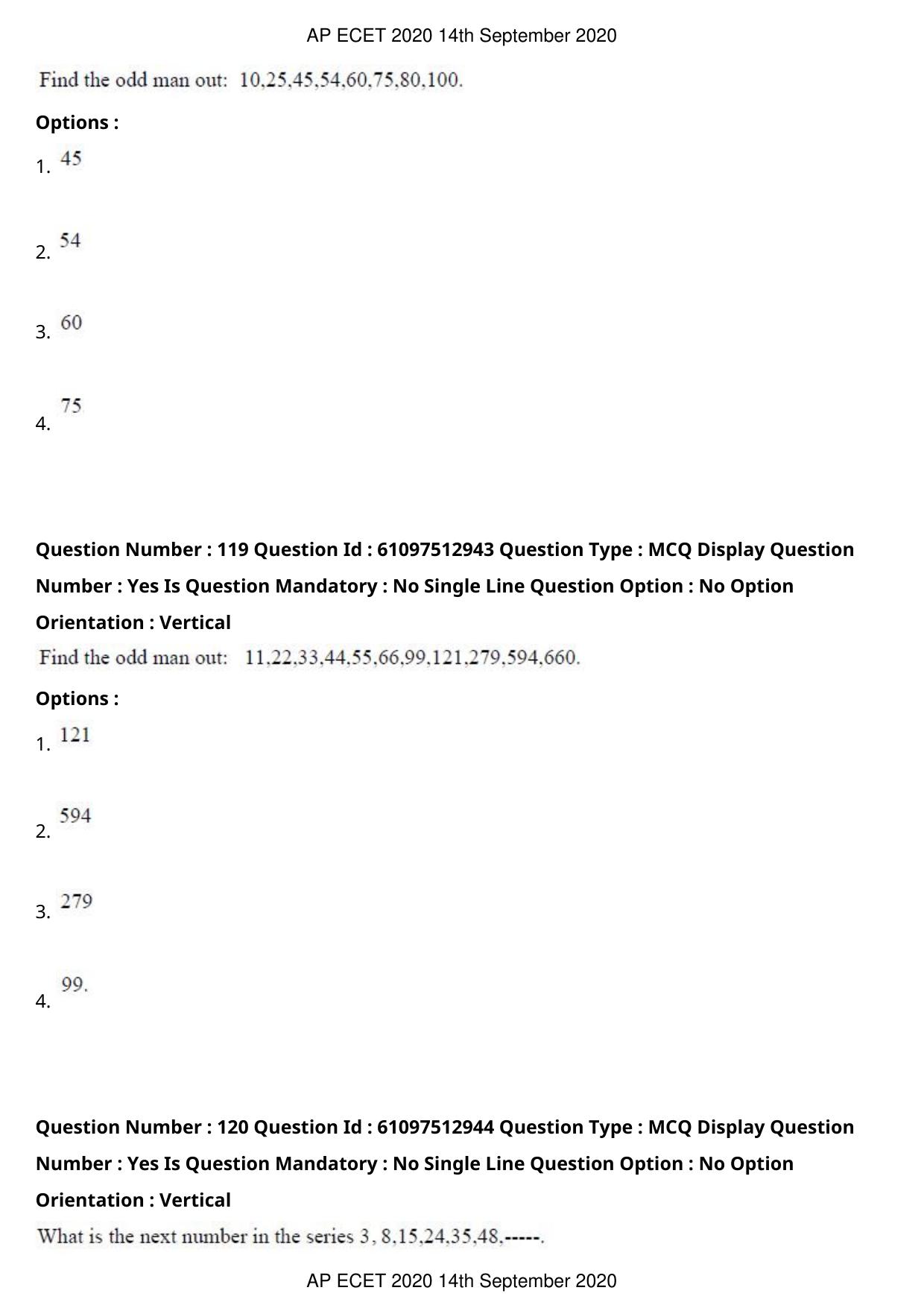 AP ECET 2020 - BSc Mathematics (Preview) Question Paper With Preliminary Keys - Page 64