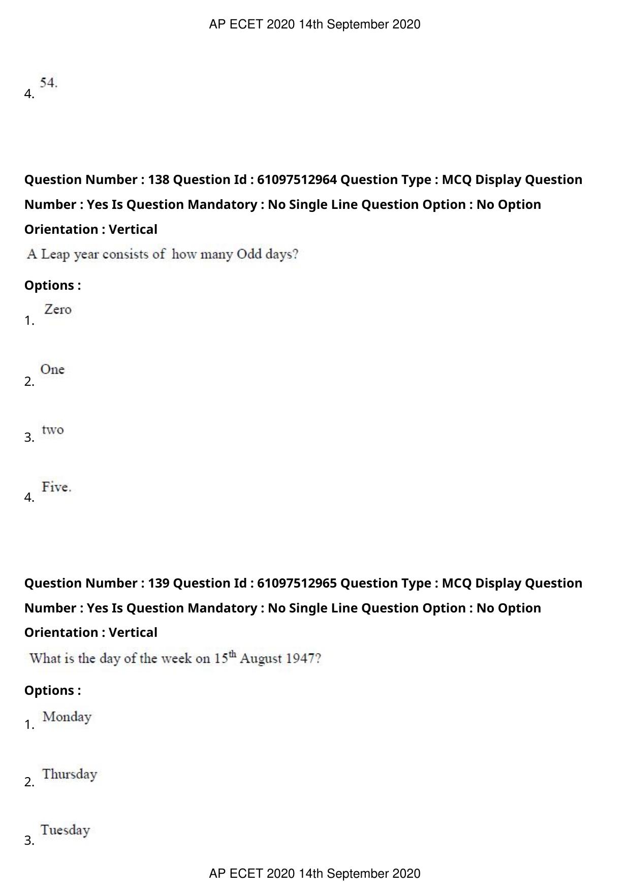 AP ECET 2020 - BSc Mathematics (Preview) Question Paper With Preliminary Keys - Page 74