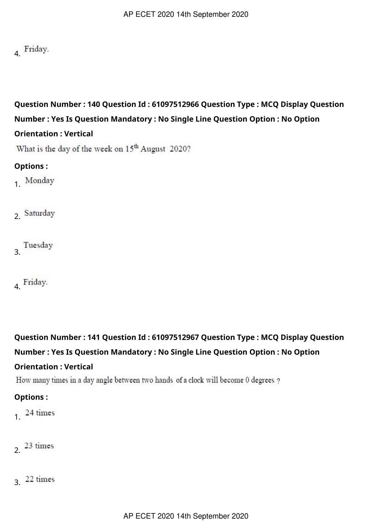 AP ECET 2020 - BSc Mathematics (Preview) Question Paper With Preliminary Keys - Page 75