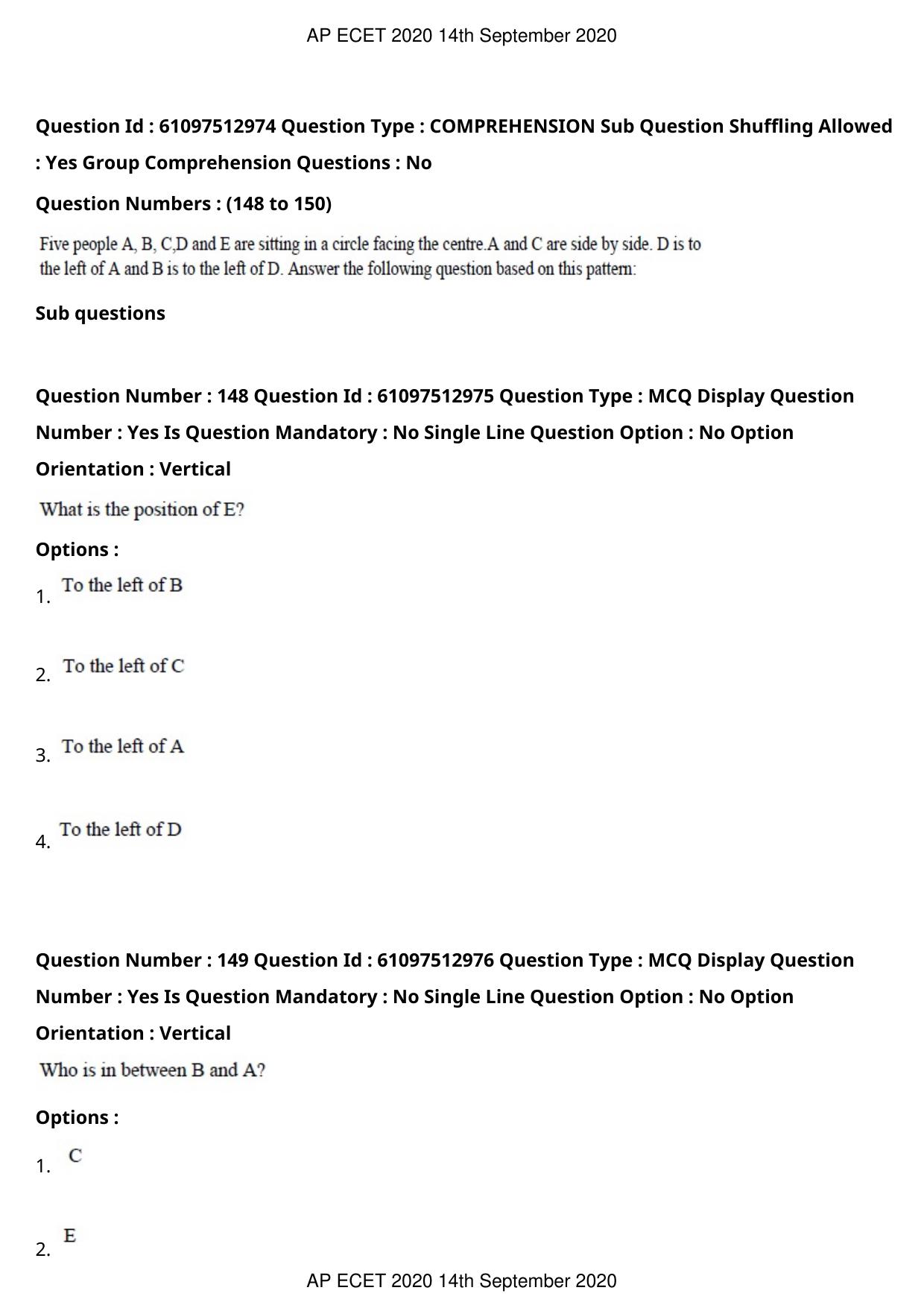 AP ECET 2020 - BSc Mathematics (Preview) Question Paper With Preliminary Keys - Page 79