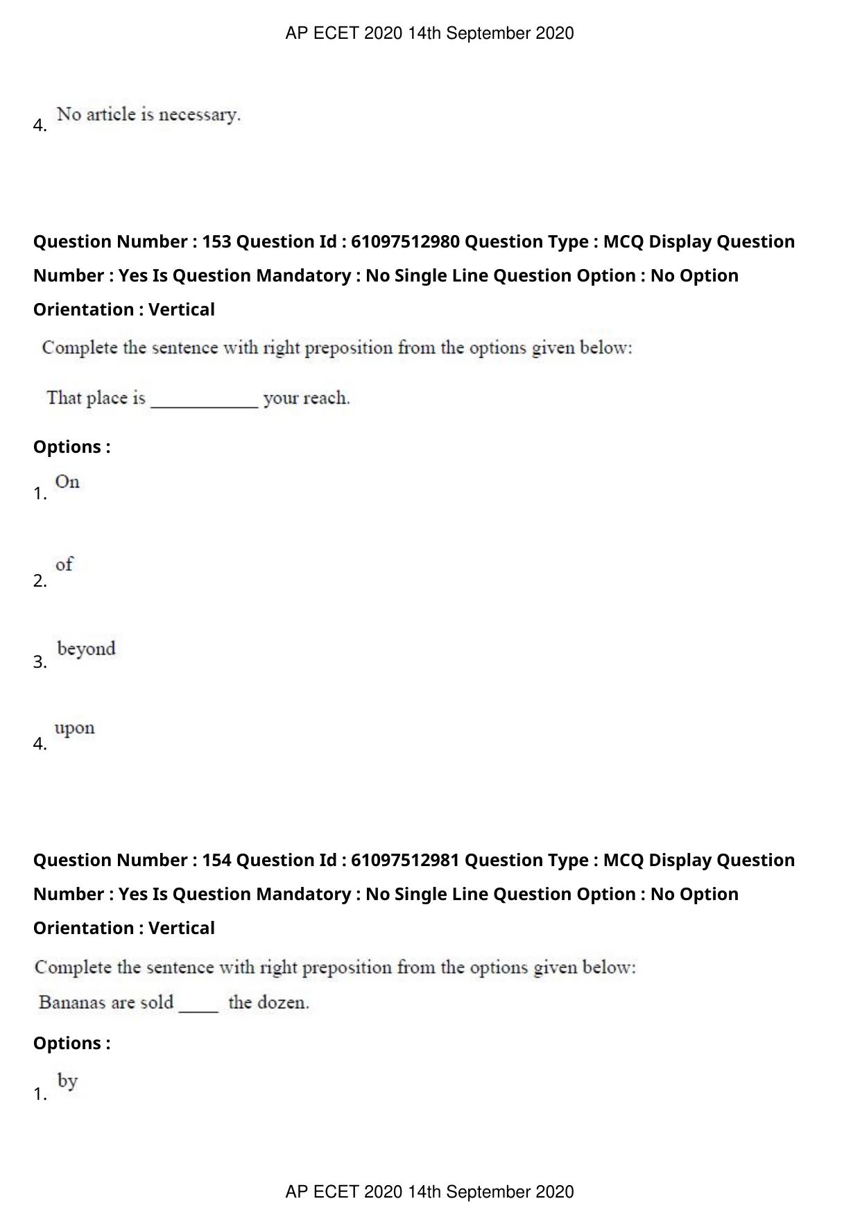 AP ECET 2020 - BSc Mathematics (Preview) Question Paper With Preliminary Keys - Page 82