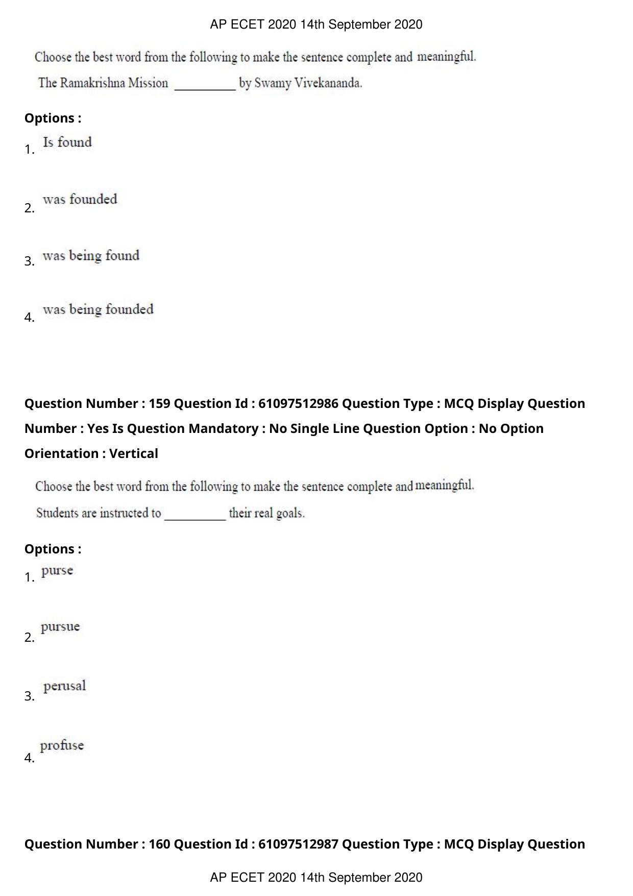 AP ECET 2020 - BSc Mathematics (Preview) Question Paper With Preliminary Keys - Page 85