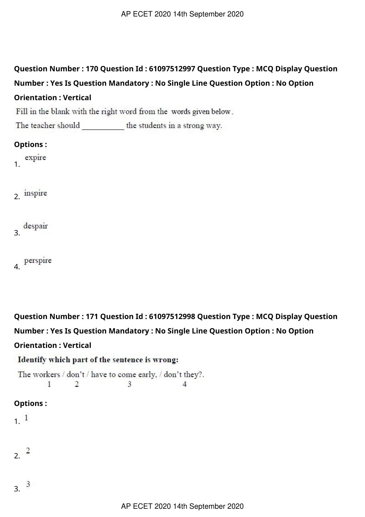AP ECET 2020 - BSc Mathematics (Preview) Question Paper With Preliminary Keys - Page 91
