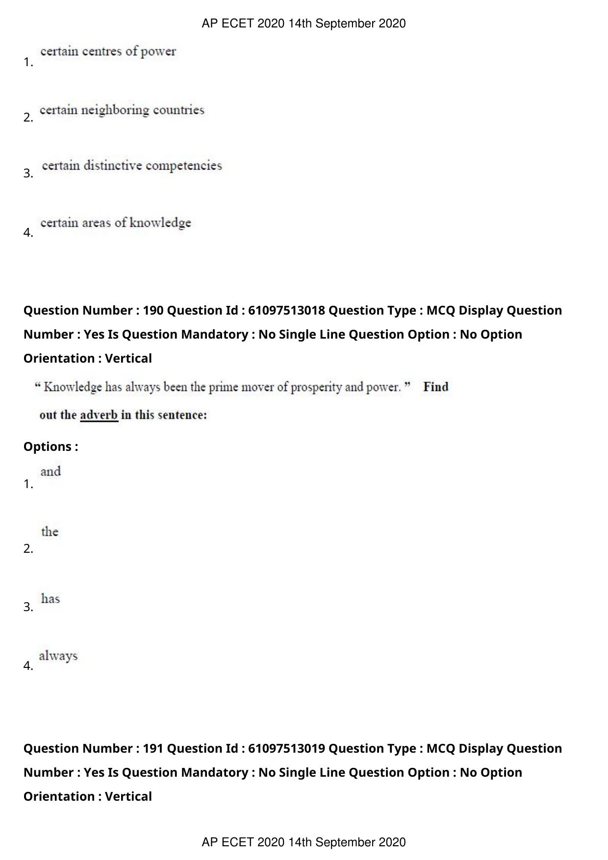 AP ECET 2020 - BSc Mathematics (Preview) Question Paper With Preliminary Keys - Page 102