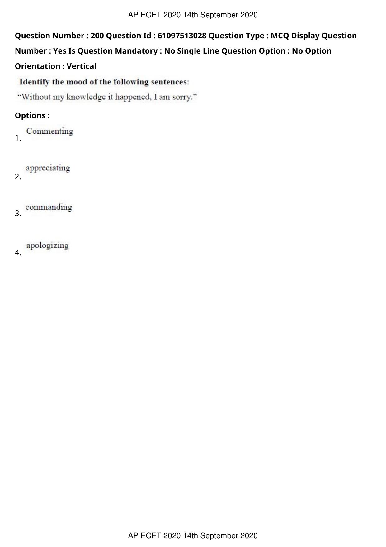 AP ECET 2020 - BSc Mathematics (Preview) Question Paper With Preliminary Keys - Page 108