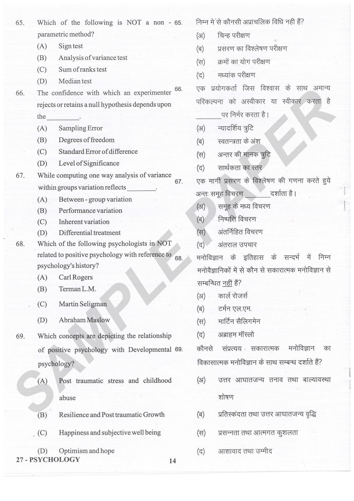 URATPG Psychology Sample Question Paper 2021 - Page 14
