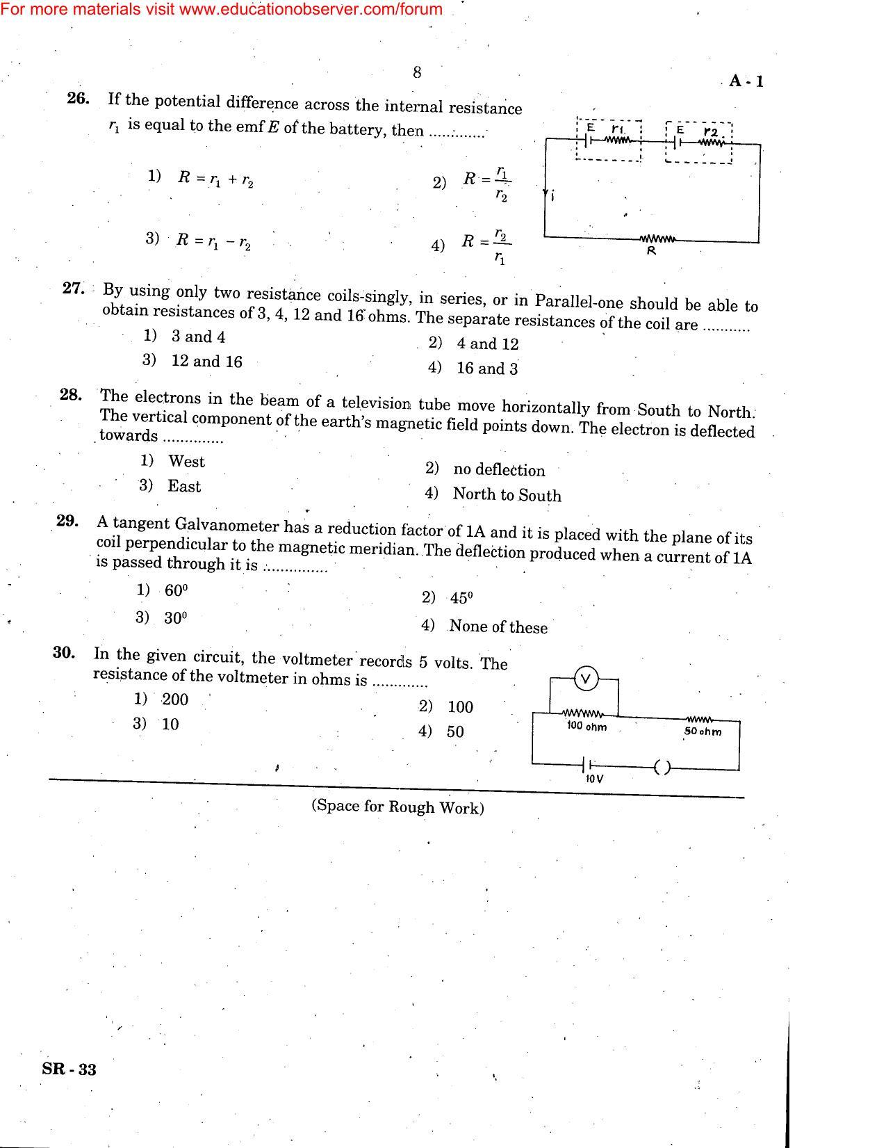 KEAM Paper I 2005 Question Paper - Page 8