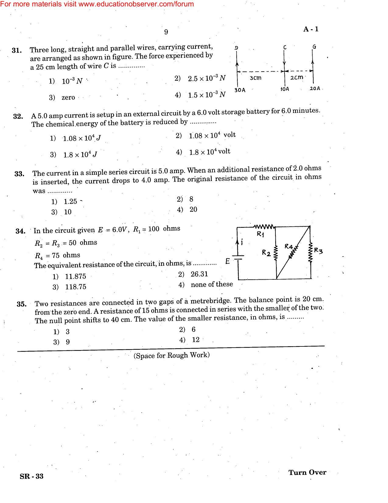KEAM Paper I 2005 Question Paper - Page 9