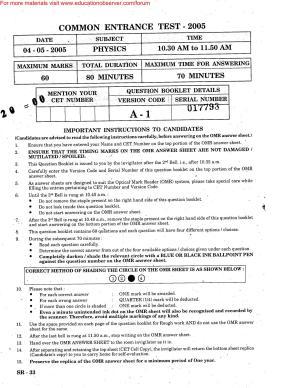KEAM Paper I 2005 Question Paper