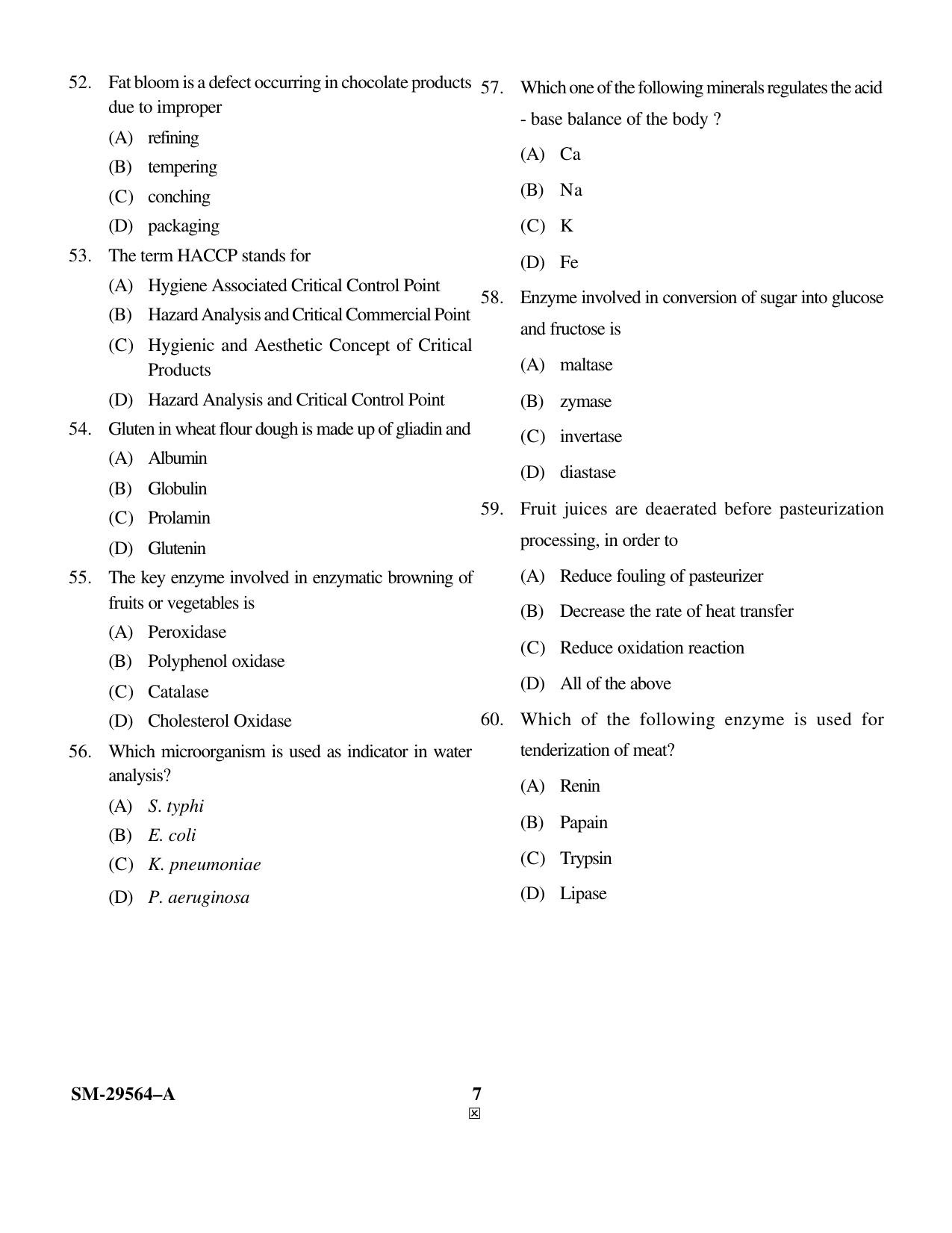 KUET 2023 M.Sc. Food Science & Technology Question Paper - Page 7