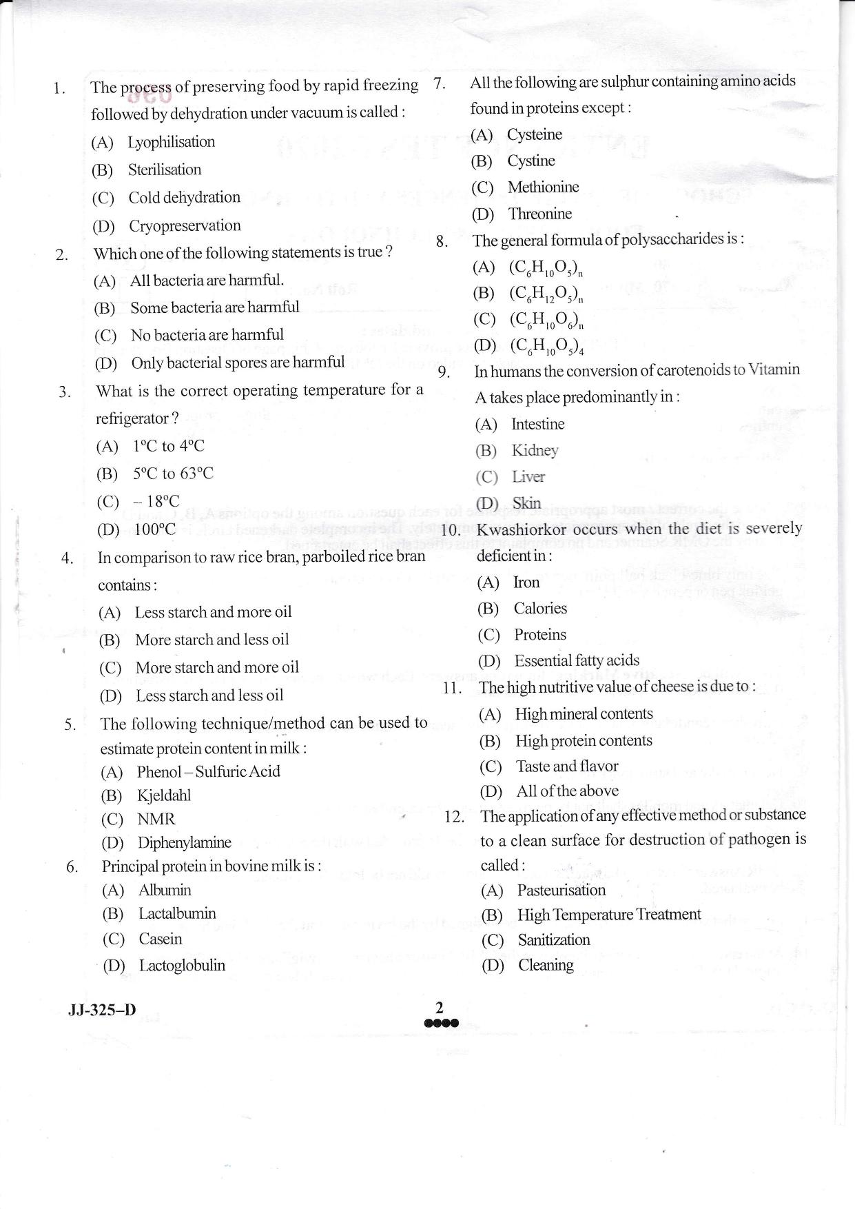 KUET 2023 M.Sc. Food Science & Technology Question Paper - Page 10