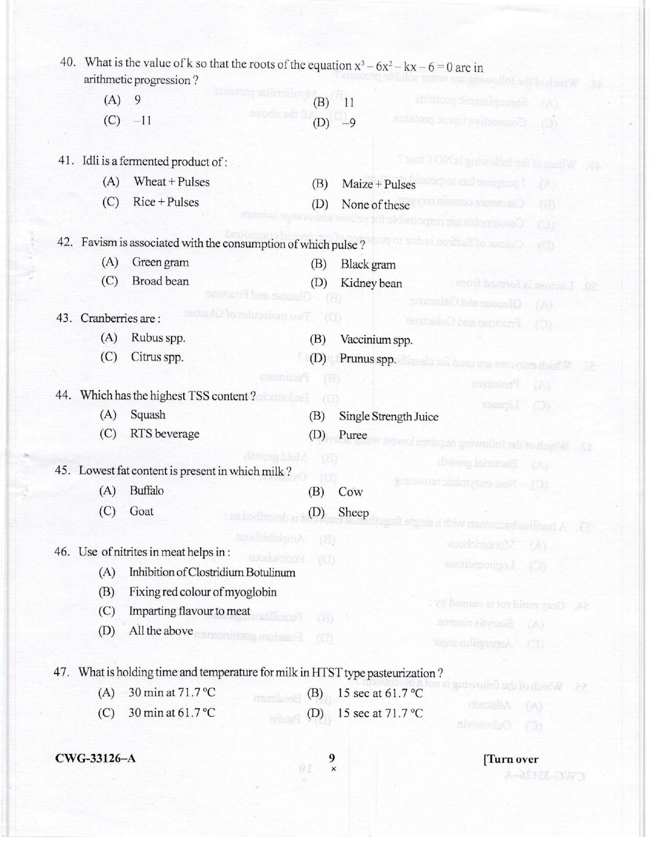 KUET 2023 M.Sc. Food Science & Technology Question Paper - Page 41