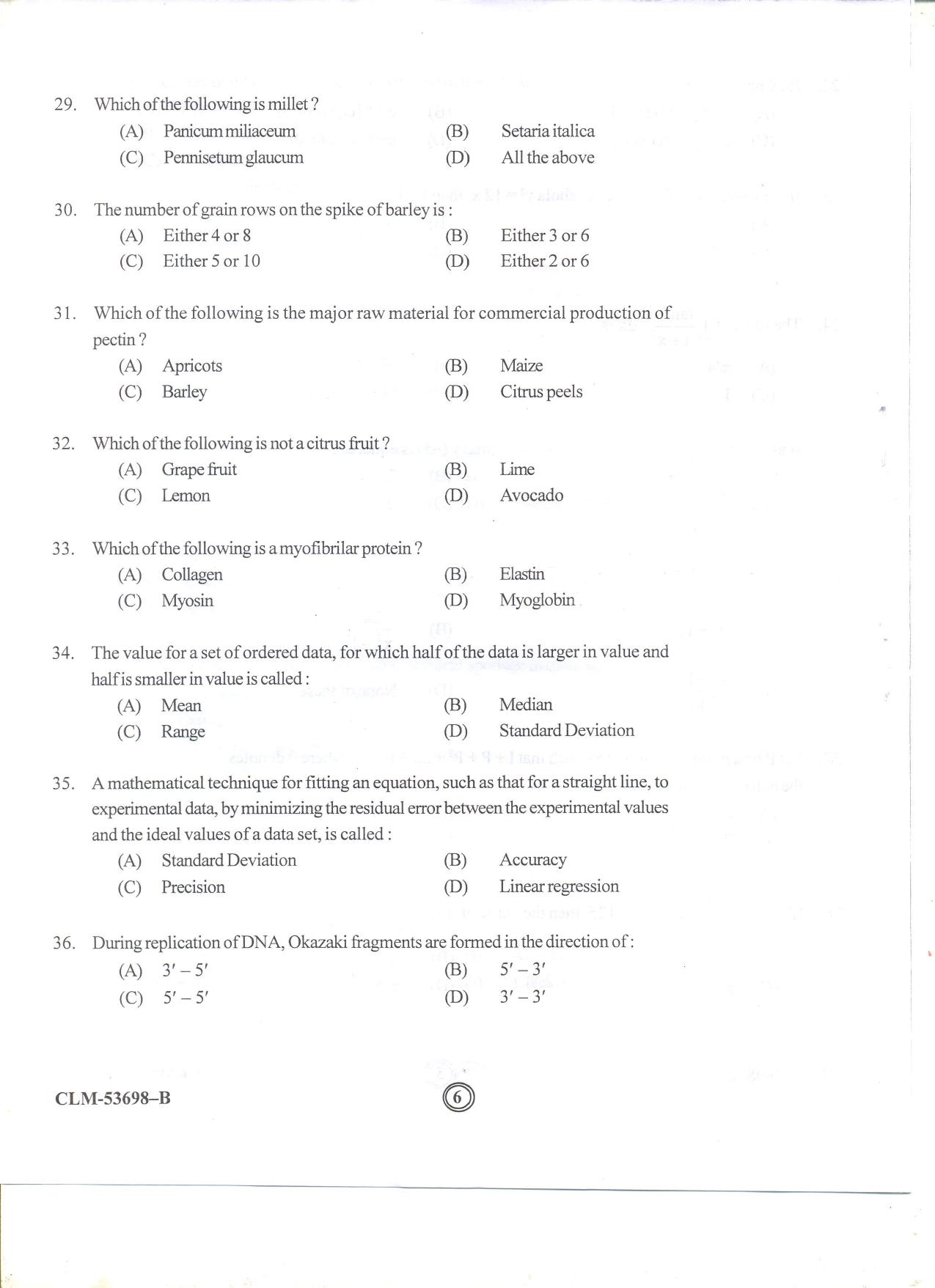 KUET 2023 M.Sc. Food Science & Technology Question Paper - Page 49