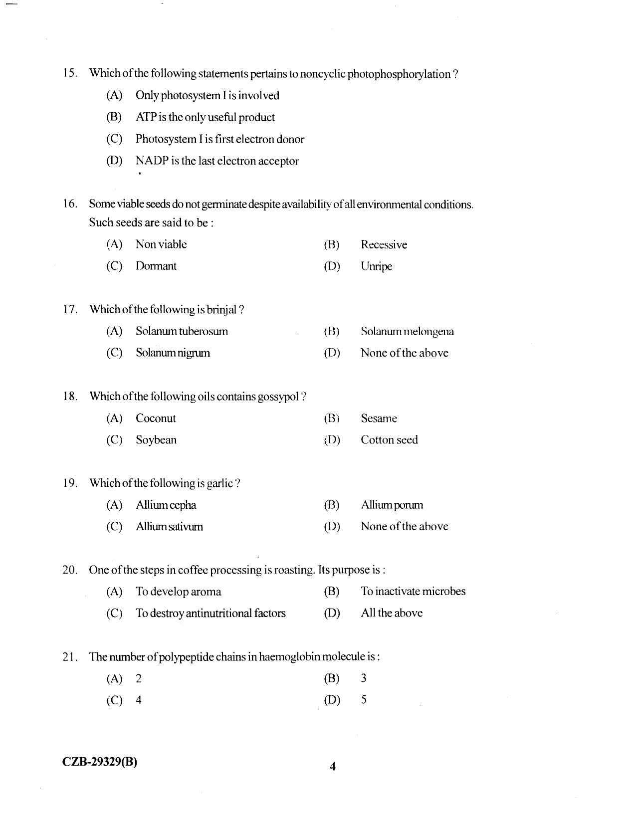 KUET 2023 M.Sc. Food Science & Technology Question Paper - Page 63