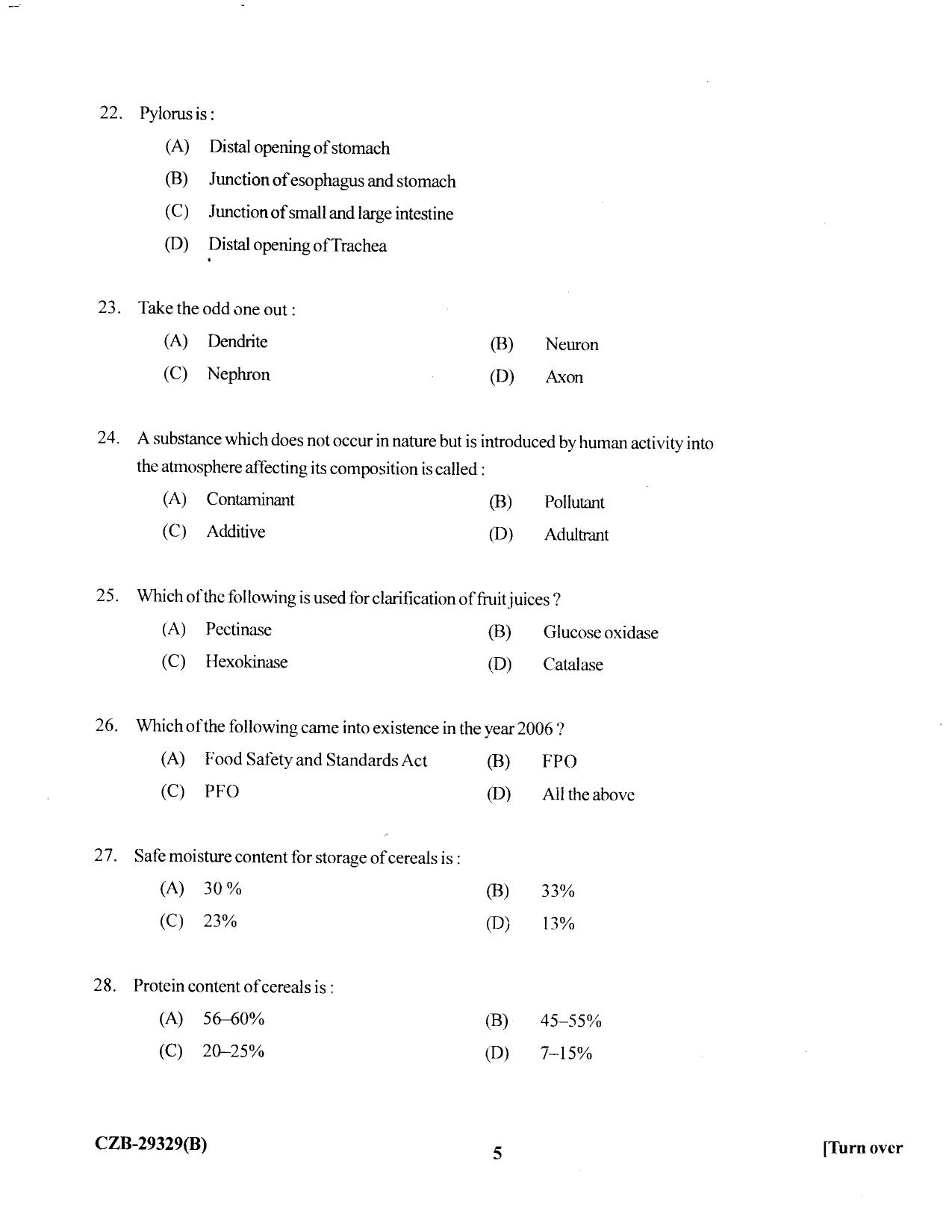 KUET 2023 M.Sc. Food Science & Technology Question Paper - Page 64