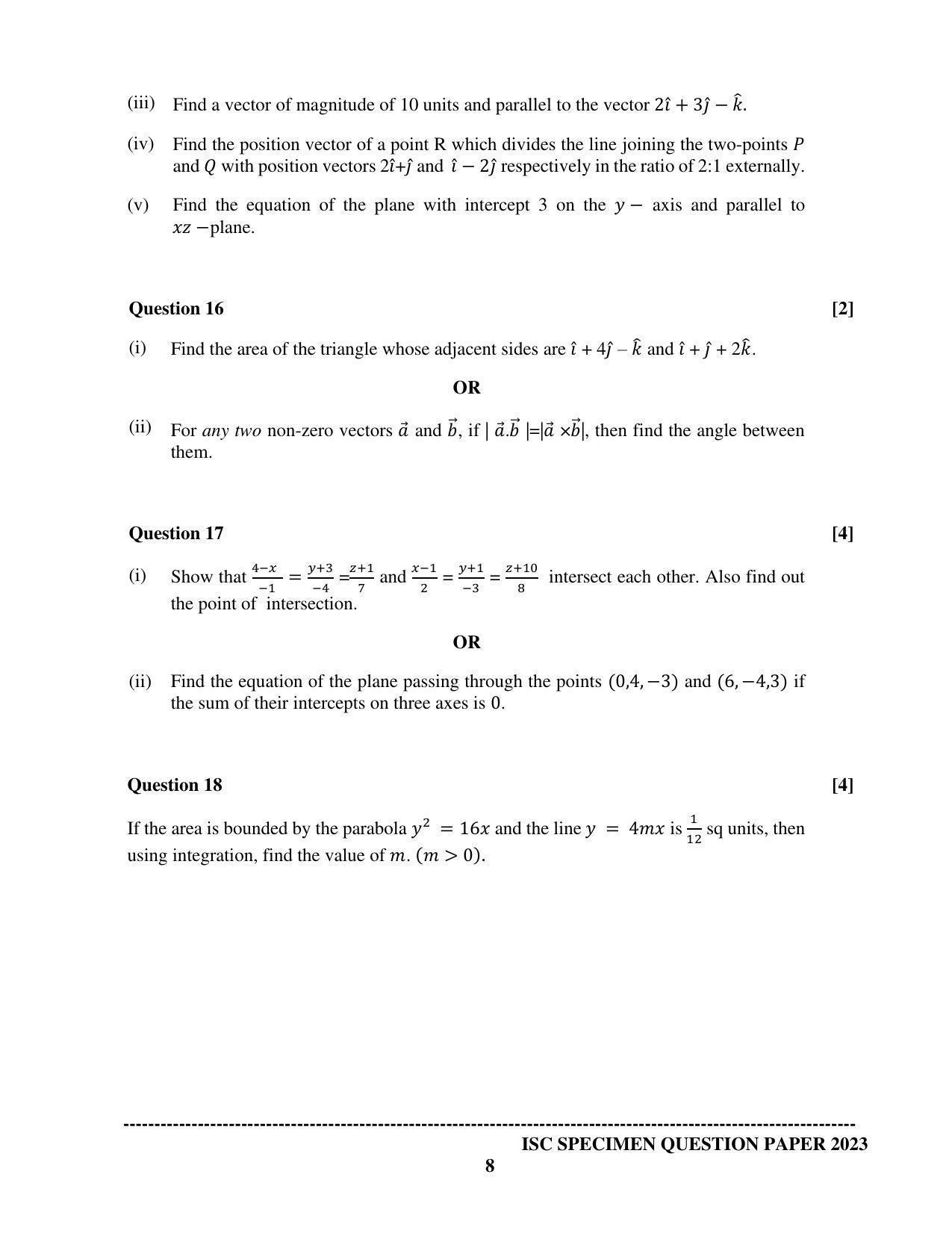 ISC Class 12 Mathematics Sample Paper 2023 - Page 8