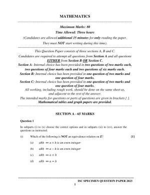 ISC Class 12 Mathematics Sample Paper 2023