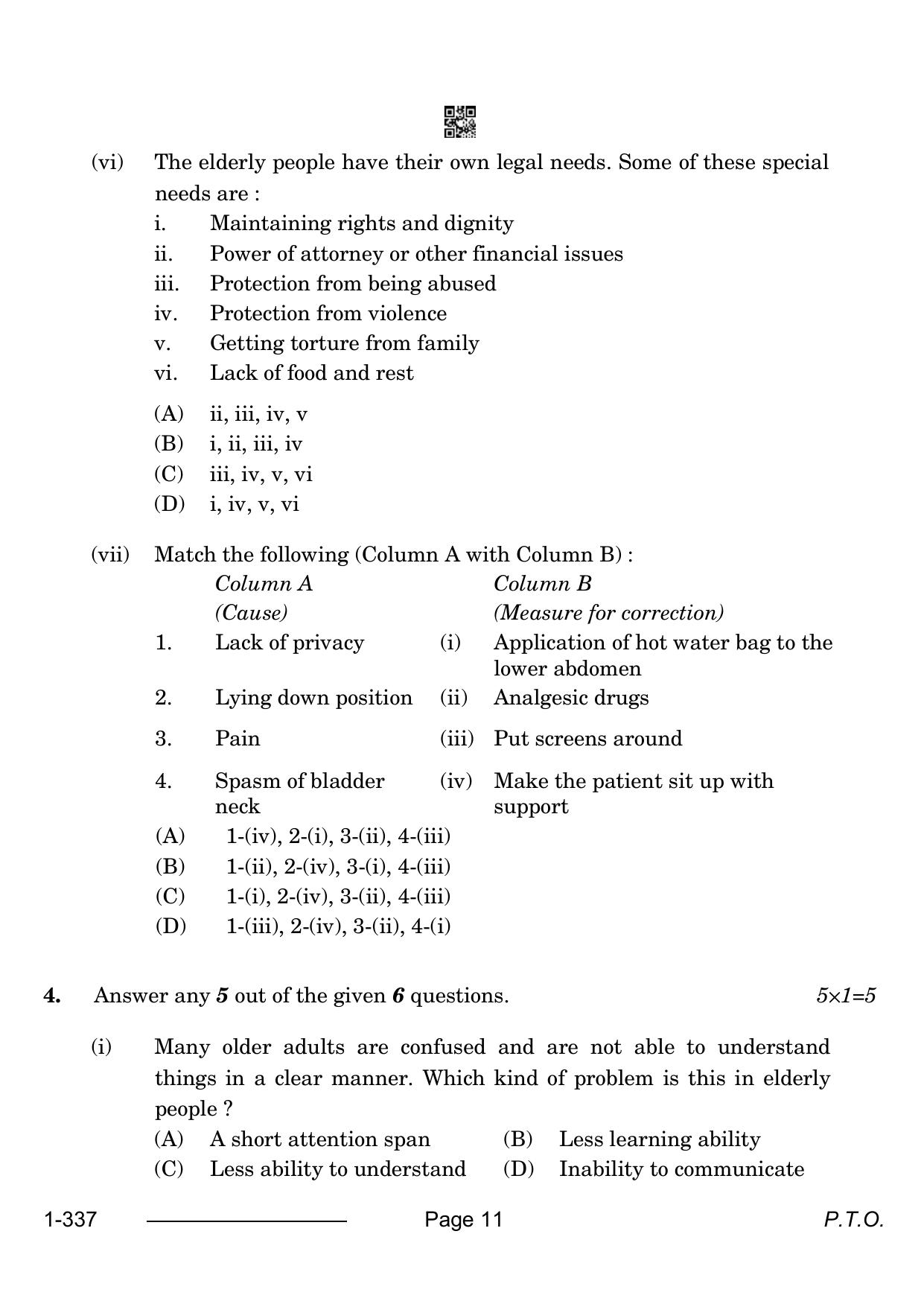 CBSE Class 12 Health Care 2024 Question Paper - Page 11