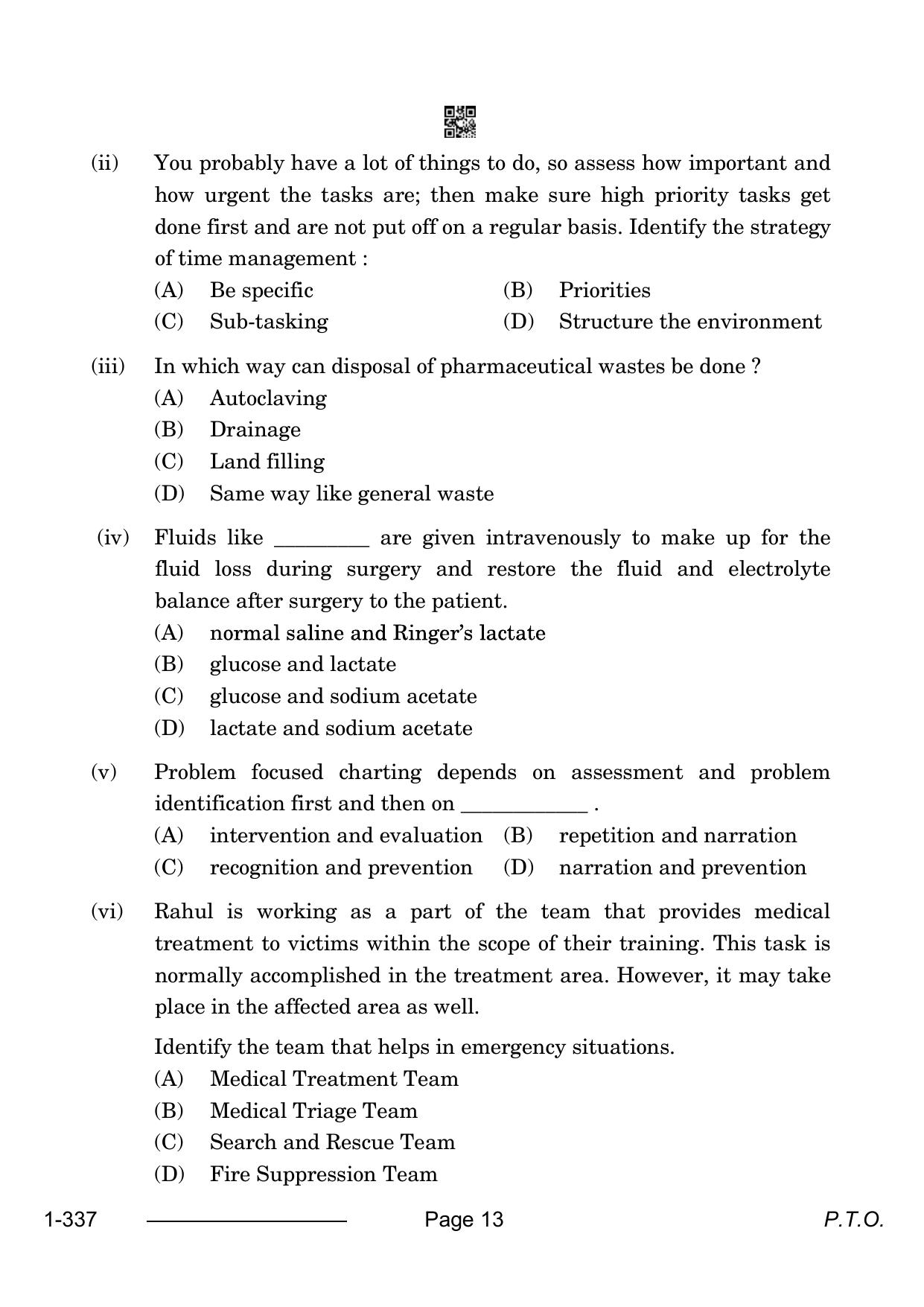 CBSE Class 12 Health Care 2024 Question Paper - Page 13
