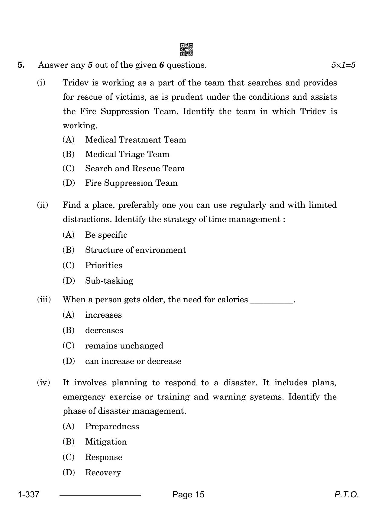 CBSE Class 12 Health Care 2024 Question Paper - Page 15