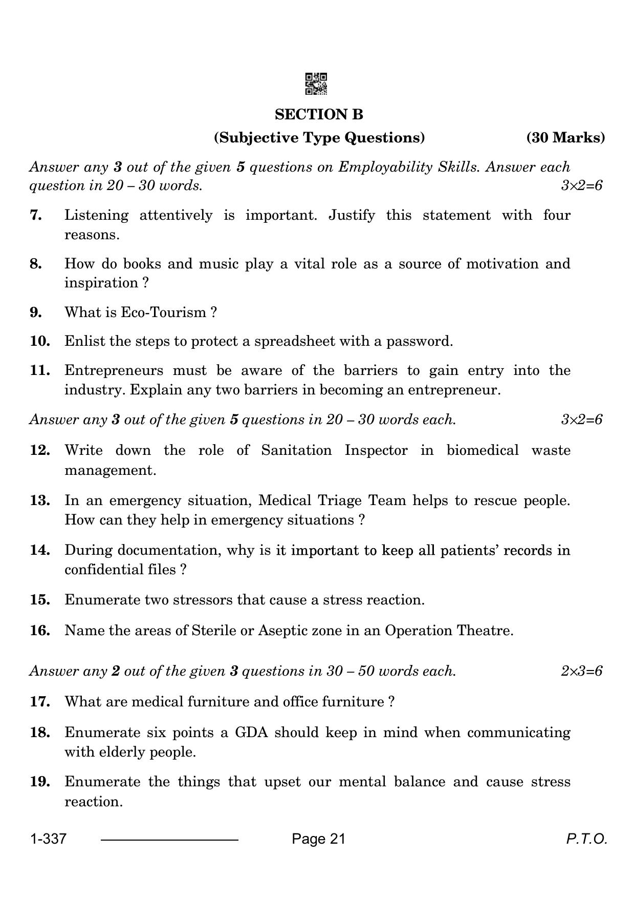 CBSE Class 12 Health Care 2024 Question Paper - Page 21