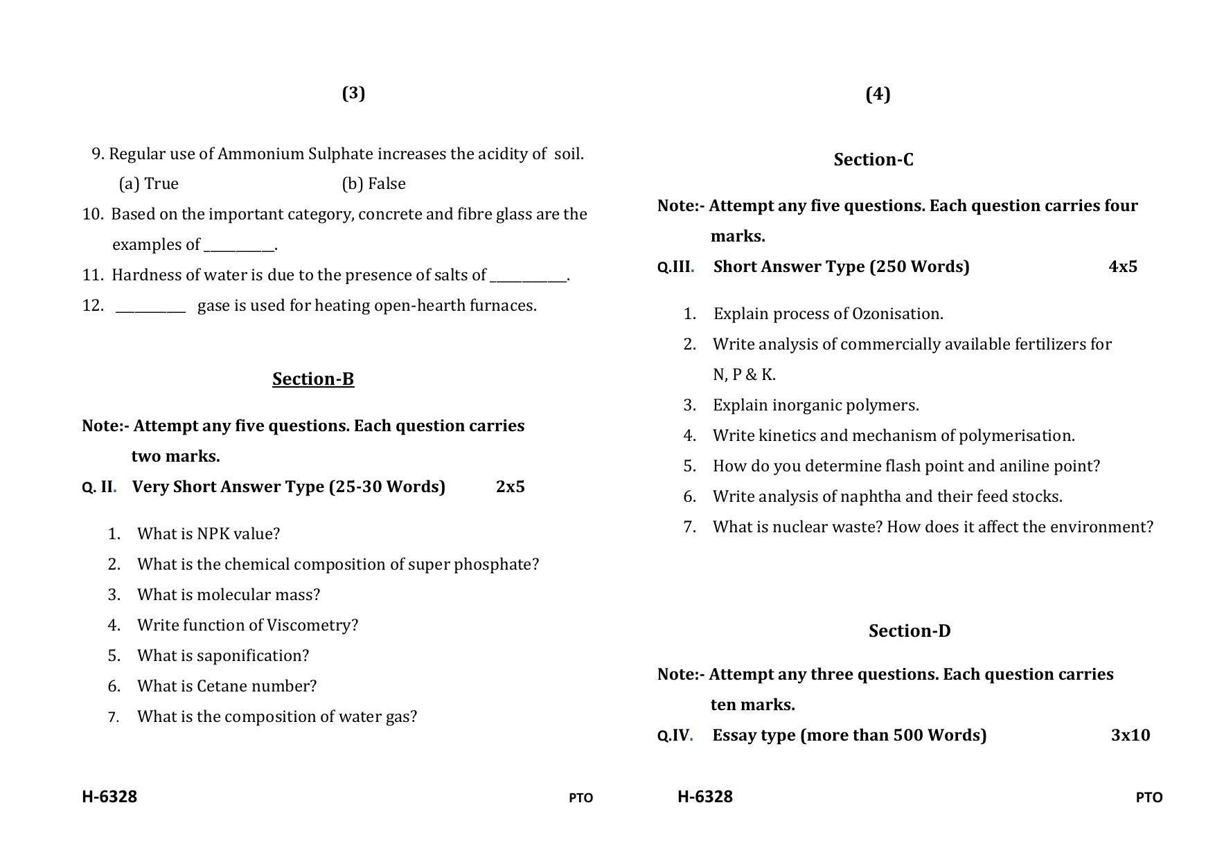 Sarguja University Question Paper July-2022 : M.Sc. Chemistry (Second Sem.)Applied Chemistry Paper 1 - Page 2