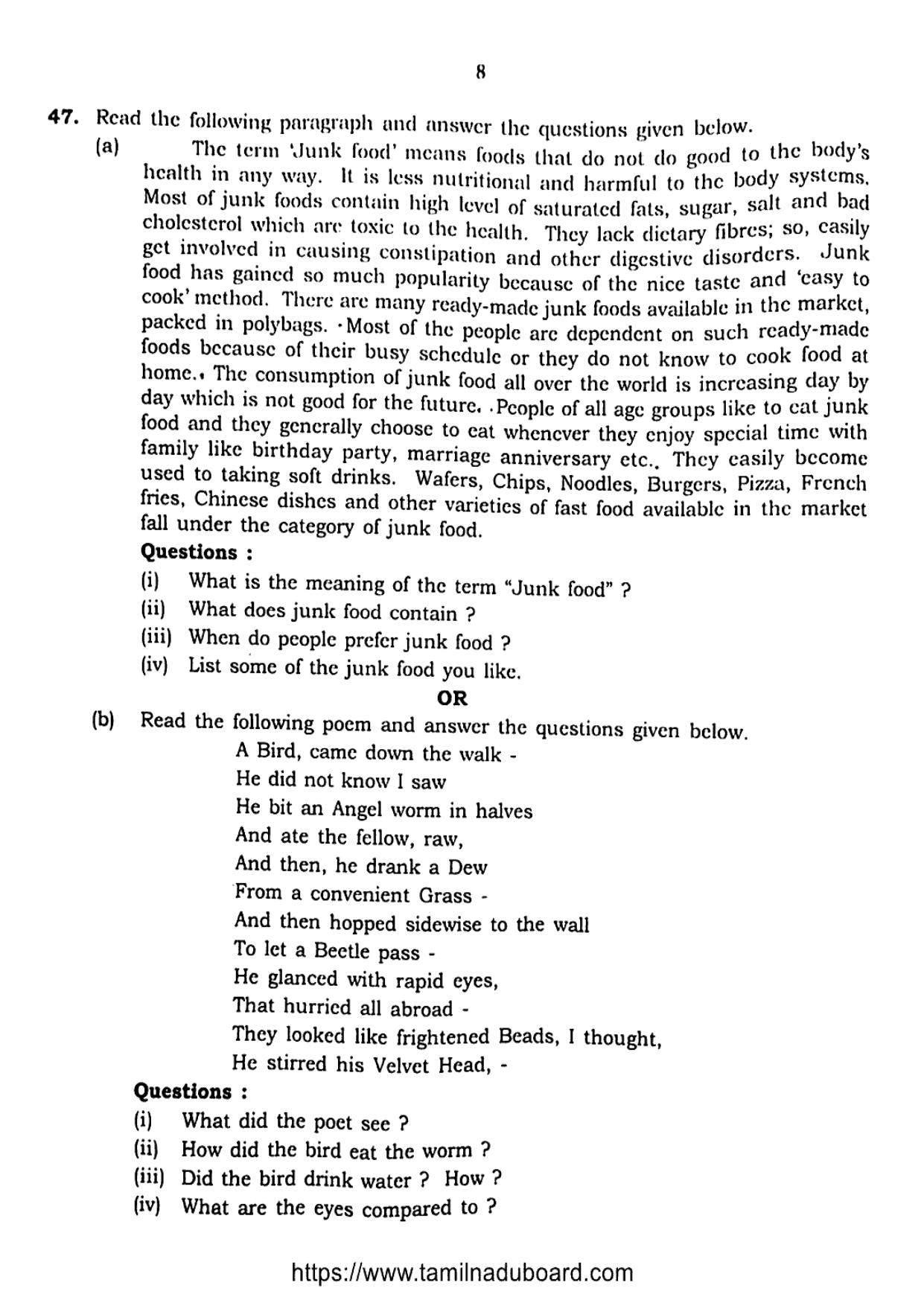 TN Class 10 English Question Papers 2023 - Page 8