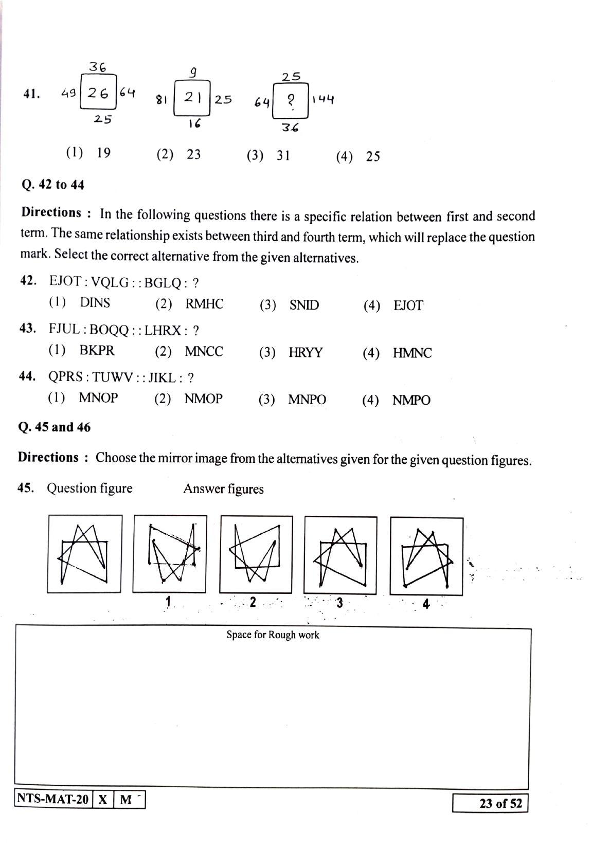 Maharashtra NTSE 2021 Hindi MAT Question Paper - Page 23