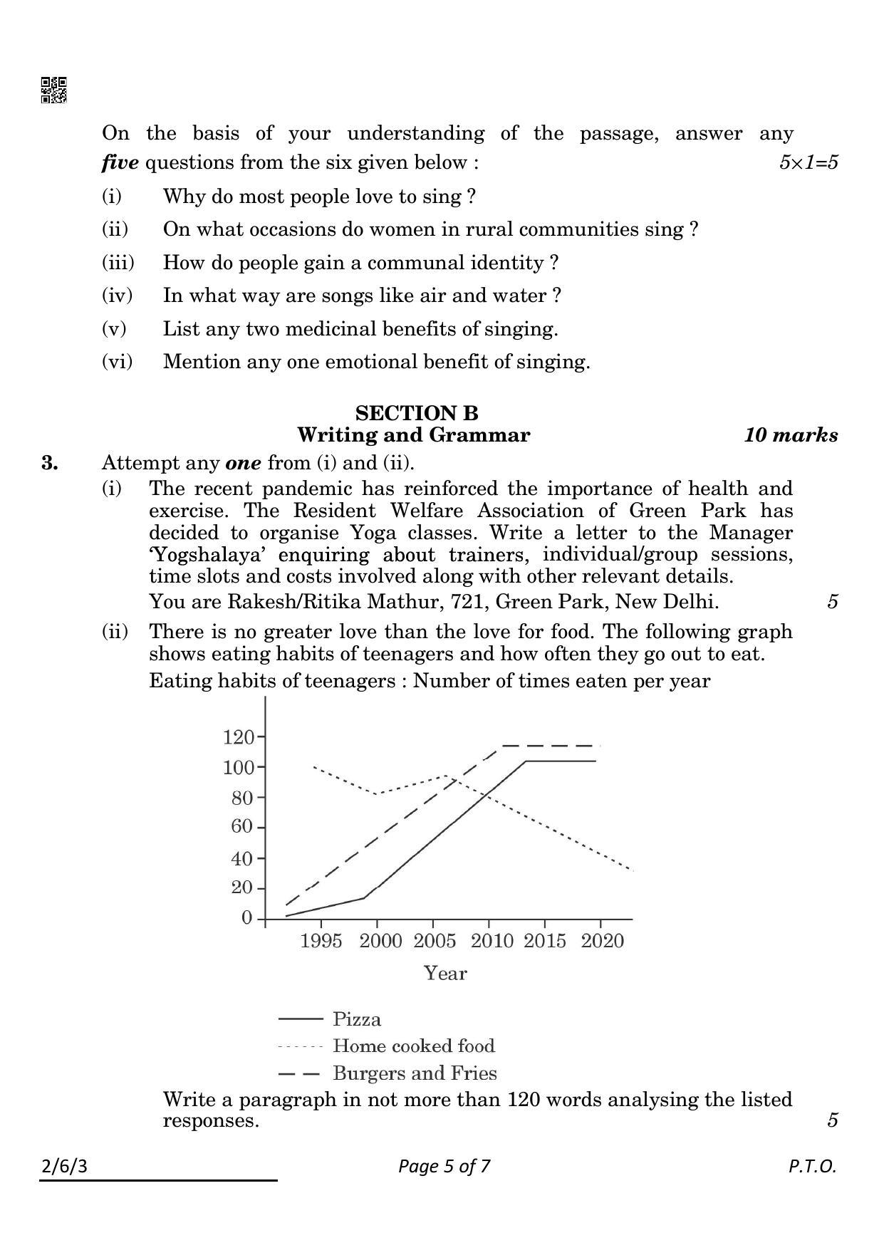 CBSE Class 10 2-6-3_English Language And Literature 2022 Compartment Question Paper - Page 5
