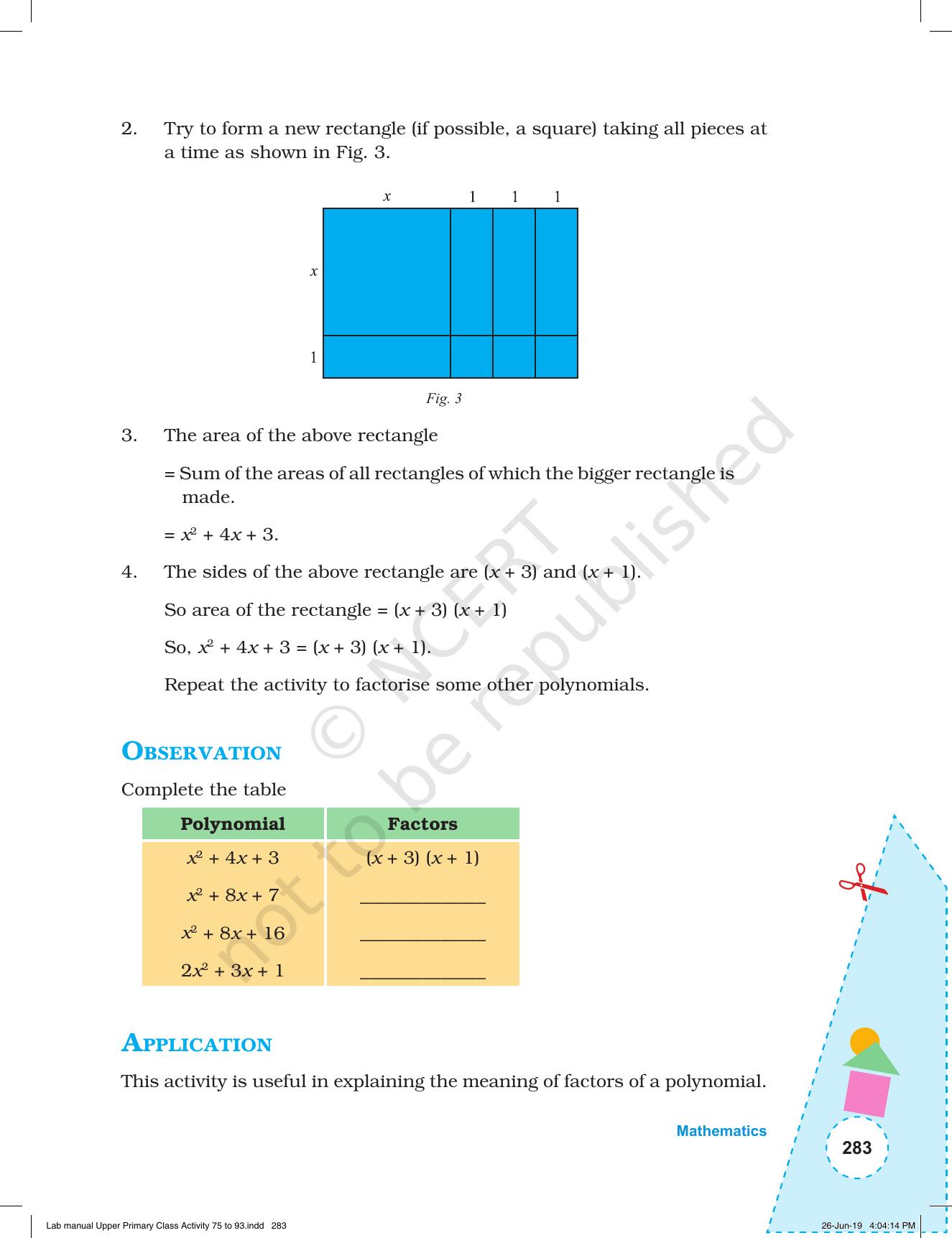 NCERT Laboratory Manuals for Class VI to VIII: Mathematics - Activities for VI to VIII (75-93) and Projects - Page 39