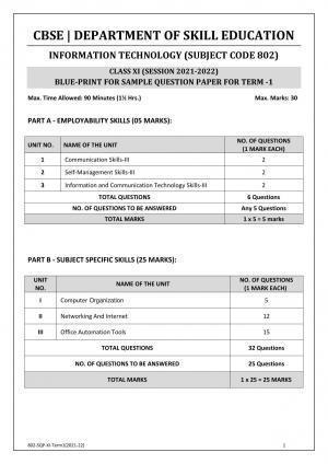 CBSE Class 10 Information Technology Sample Paper 2021 – 2022