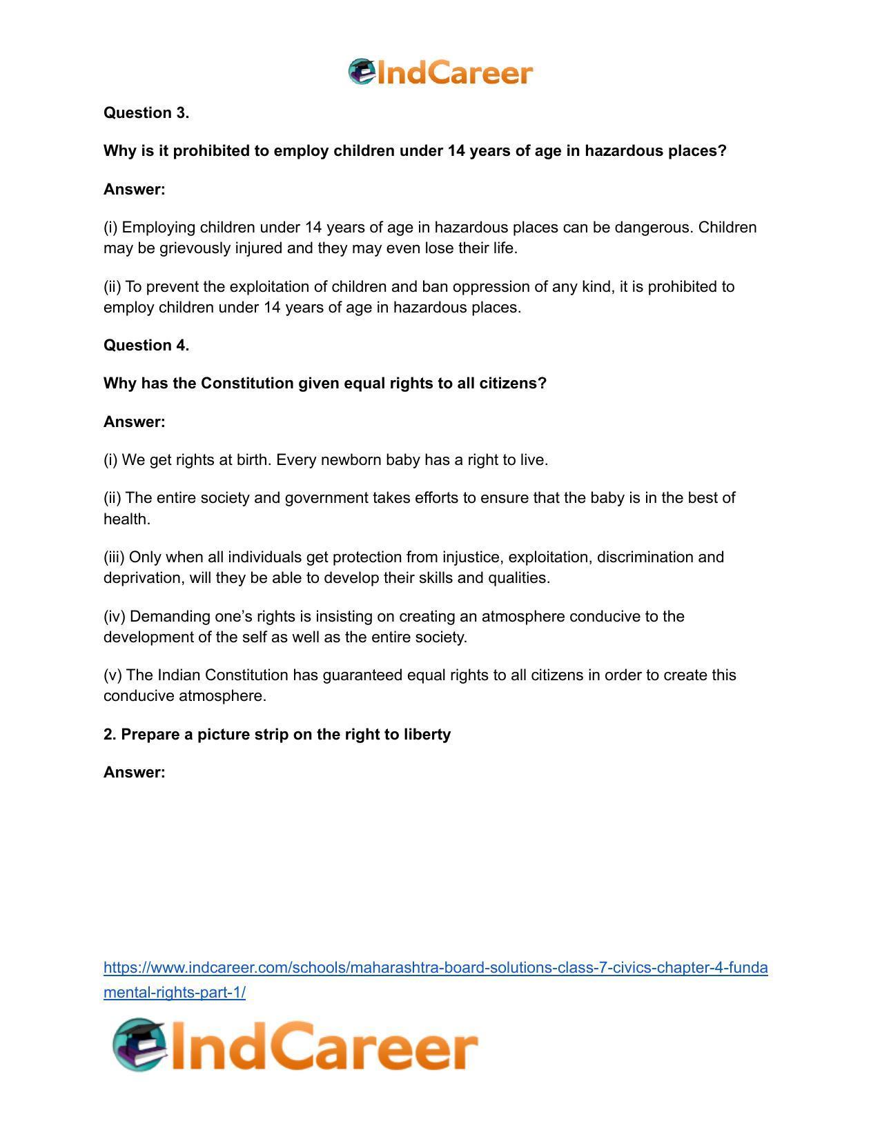 Maharashtra Board Solutions Class 7-Civics: Chapter 4- Fundamental Rights Part 1 - Page 3