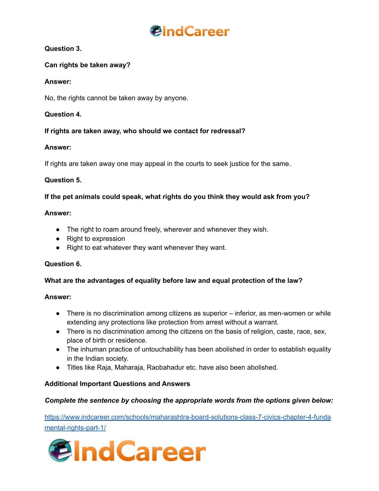 Maharashtra Board Solutions Class 7-Civics: Chapter 4- Fundamental Rights Part 1 - Page 7