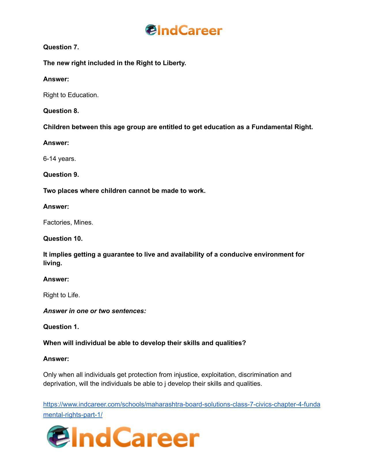 Maharashtra Board Solutions Class 7-Civics: Chapter 4- Fundamental Rights Part 1 - Page 11