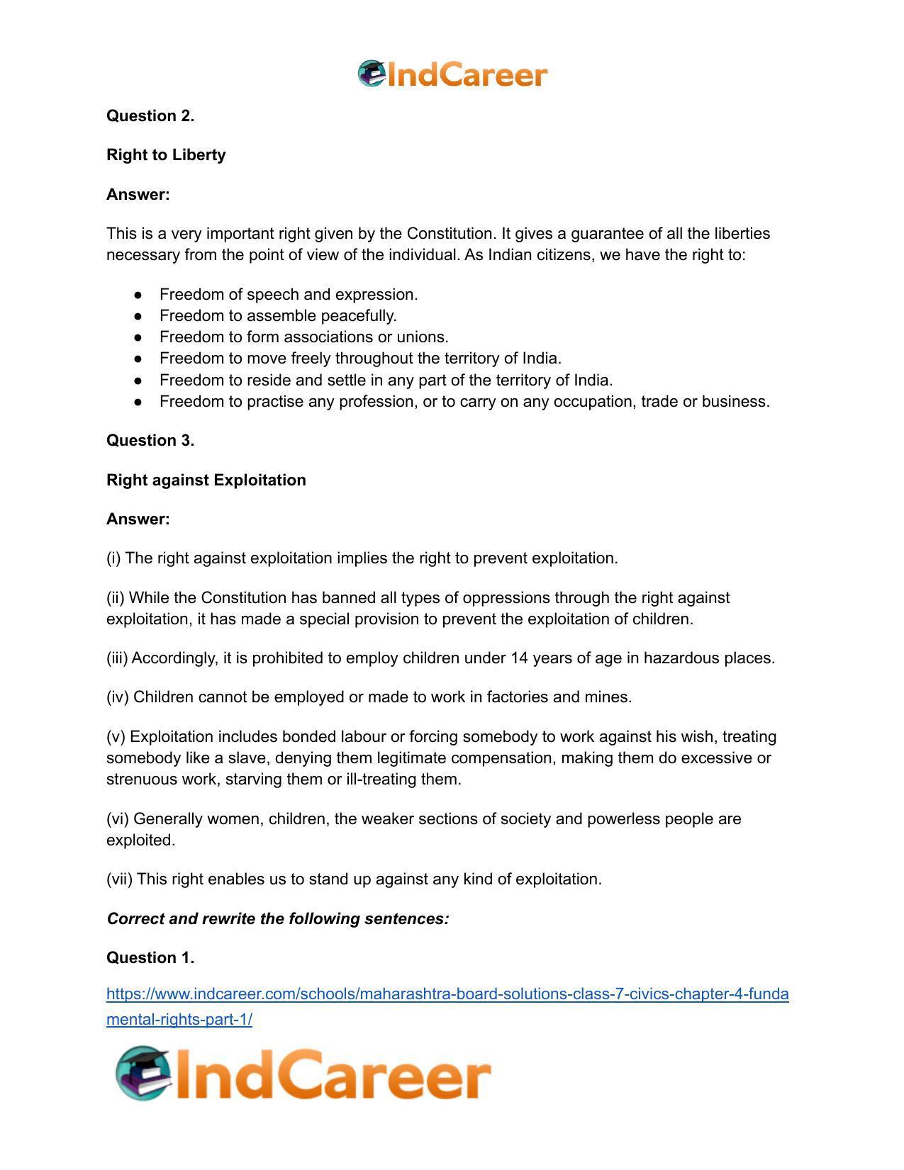 Maharashtra Board Solutions Class 7-Civics: Chapter 4- Fundamental Rights Part 1 - Page 13