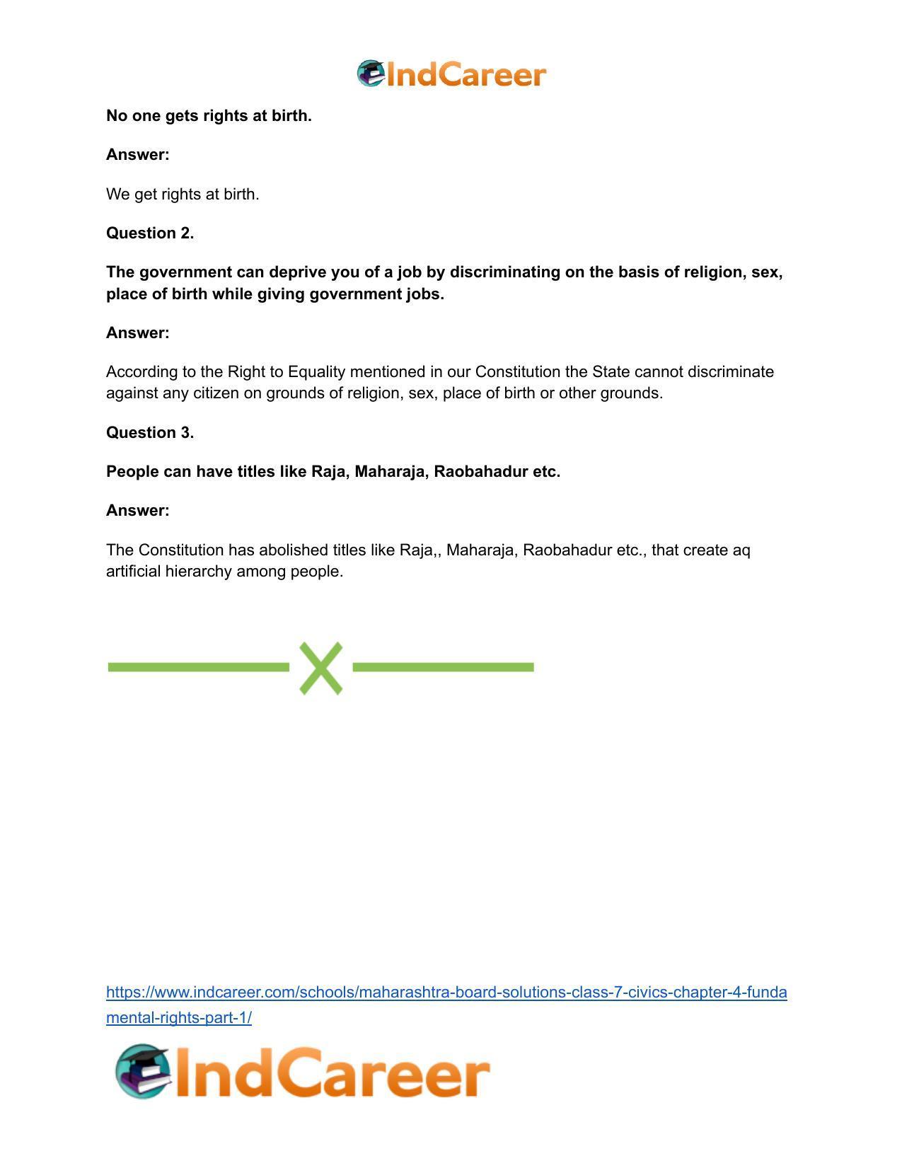 Maharashtra Board Solutions Class 7-Civics: Chapter 4- Fundamental Rights Part 1 - Page 14
