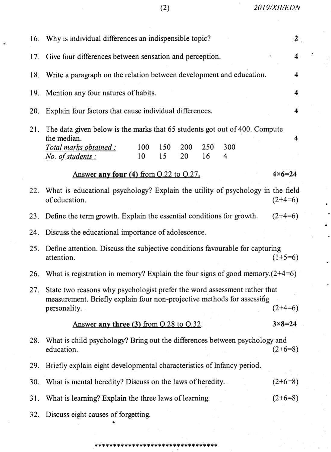 Nagaland Board Class 12 Education 2019 Question Papers - Page 2