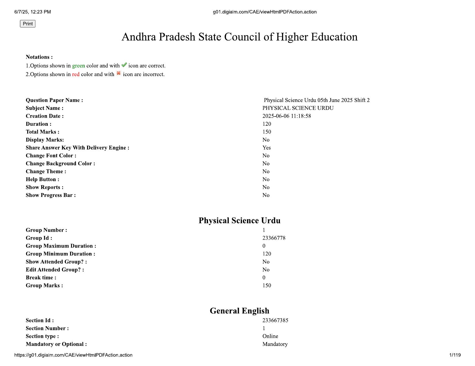 AP EDCET 2025 Physical Science Question Paper with Answer Key (URDU) - Page 1