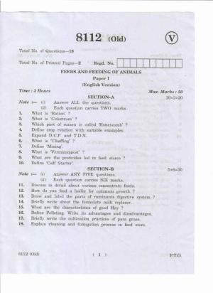 AP Inter 1st Year Feeds and Feeding of Animals-I (Old) May-2019-Vocational Question Paper