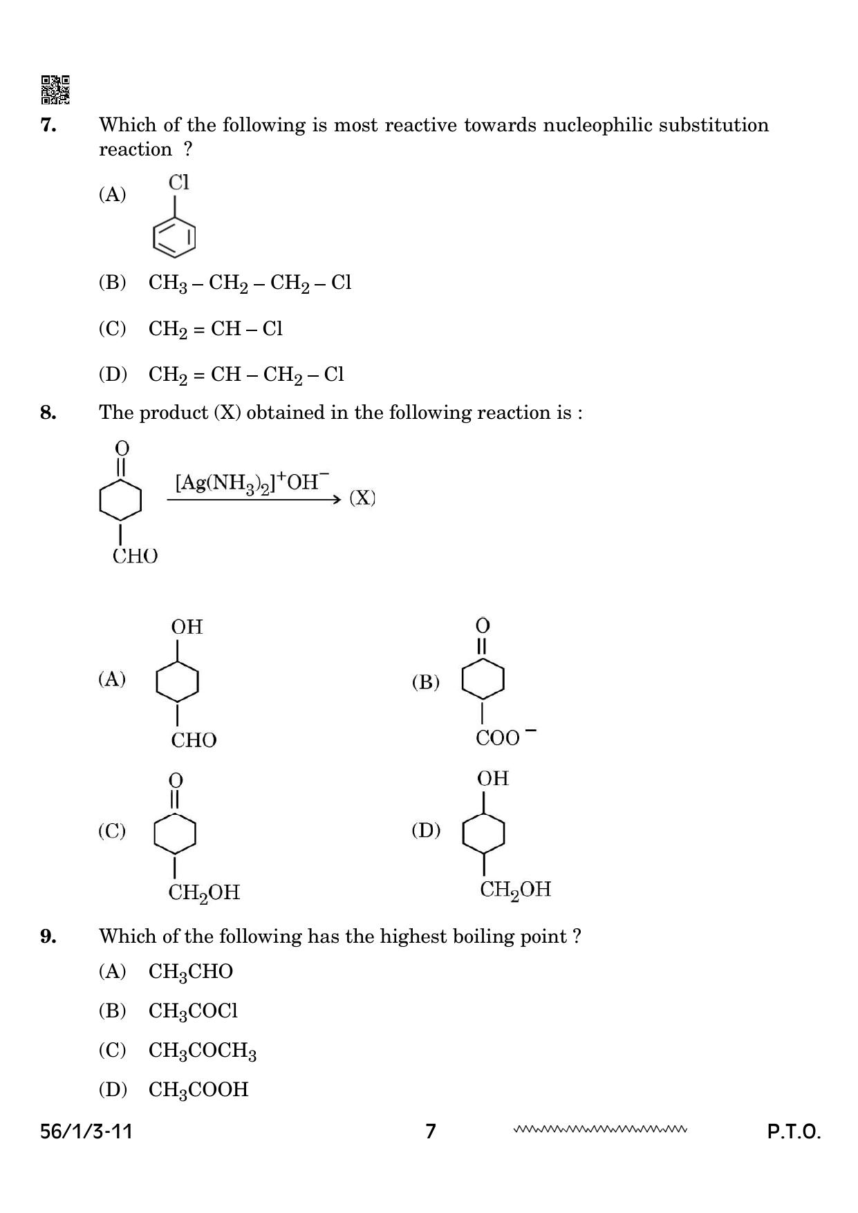 CBSE Class 12 56-1-3 Chemistry 2024 Question Paper - Page 7