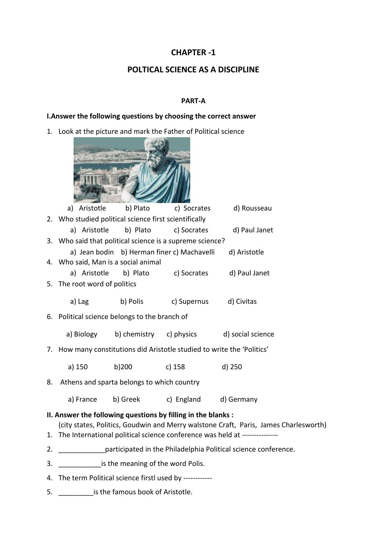 Karnataka 1st PUC Question Bank 2025 - Political Science English - Page 3