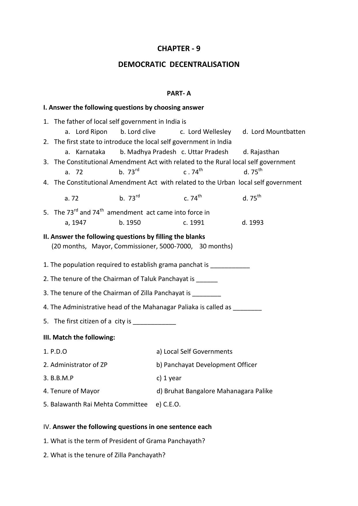 Karnataka 1st PUC Question Bank 2025 - Political Science English - Page 33