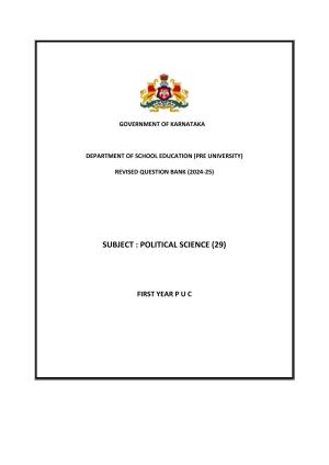 Karnataka 1st PUC Question Bank 2025 - Political Science English