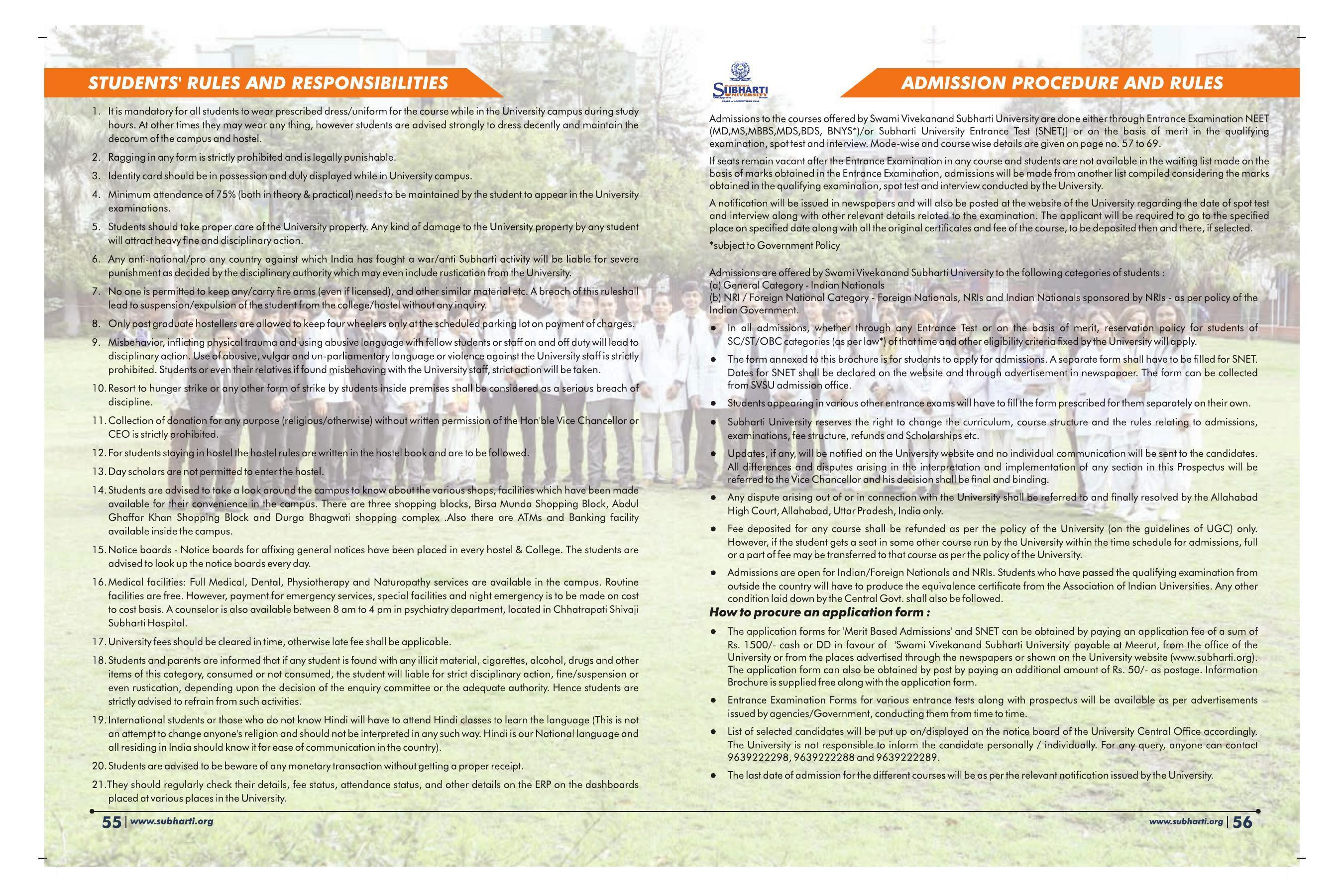 Swami Vivekanand Subharti University, Meerut Subharti Prospectus 2021-22 - Page 32
