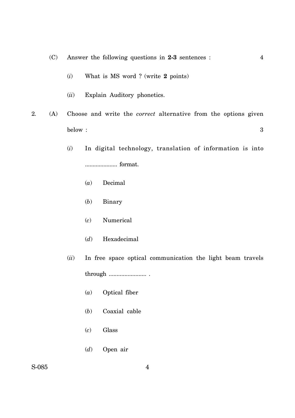 Goa Board Class 10 Telecommunication (March 2019) Question Paper - Page 4