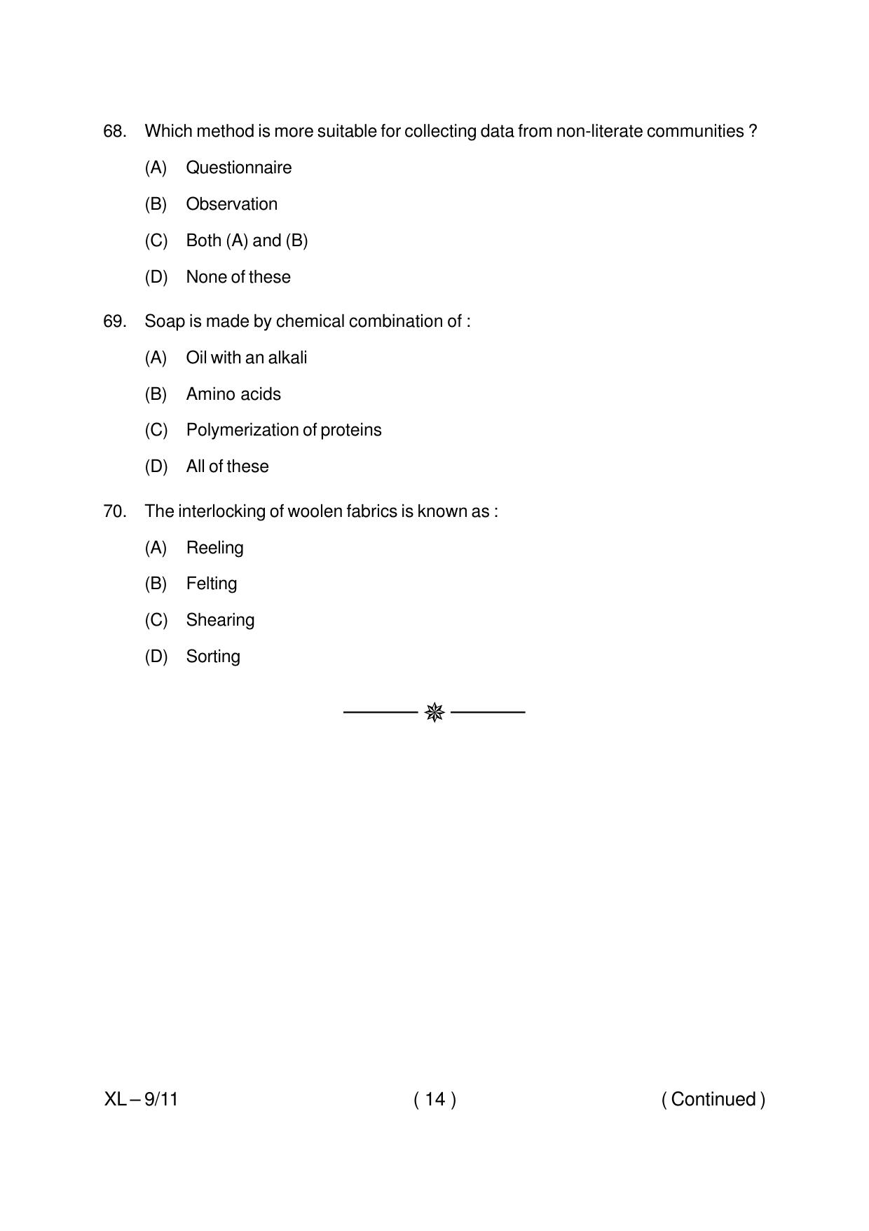 Odisha CPET HOME SCIENCE 2020 Question Paper - Page 14